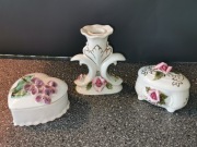 Świecznik, Puzderka, Stara Polska Ażurowa Porcelana. Vintage. Prl