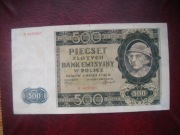 POLSKA BANKNOT  500 zł 1940 r. seria A+ Kopia