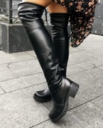 Skórzane kozaki za kolano z naturalnej skóry 60 cm nowe rozmiar 40