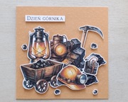 Kartka okolicznościowa na Dzień górnika Barbórka rękodzieło 