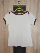 575. Biało brązowa koszulka t-shirt top damski rozmiar S