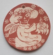 "Aniołek ze świecą" Ceramika Hand Made wys.12 cm 