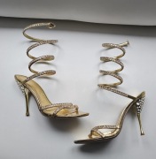 Włoskie buciki kryształy złote na obcasie roz 41