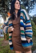 Kardigan handmade,  ręcznie robiony wełniany sweter