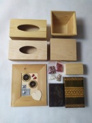 Decoupage Drewniany pojemnik na chusteczki Kufer Szkatułka PRL Drewno