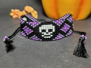 Bransoletka fioletowa z motywem czaszki rokowa punkowa gotycka na Helloween