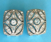 Duże kolczyki z kamieniami vintage PRL cyrkonie srebrny kolor