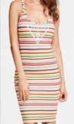Guess sukienka dopasowana w paski z logo, r. M 38