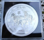 Srebrna moneta Lunar II Rok Kozy kolor 2oz Australia 2015 2 uncje Ag999 