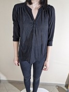 H&M Czarna Bluzka z Rozpinanym Dekoltem Rozmiar L