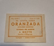 Etykieta oranżada  WWG J.Grzyb Józefów k. Biłgoraja