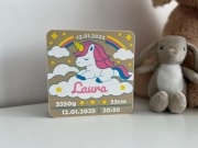 Metryczka pamiątka urodzin dziecka podświetlana led