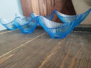 Miseczki do lodów deserów gondola ARC France Vintage niebieskie szkło