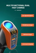 Ładowarka samochodowa 180W USB Super szybkie ładowanie QC3.0 PD 66W.