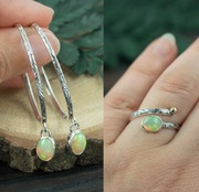 Srebrny komplet z opalami etiopskimi 