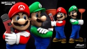 Super Mario Luigi Bros Diorama Figurka Ręcznie Malowana 1/6