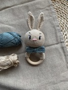 Grzechotka gryzak Królik Handmade rękodzieło