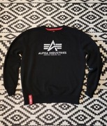 Bluza Alpha Industries logo basic crewneck black white