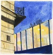 Miniatura "W drodze" - malunek na papierze, akwarele, format 79x78mm