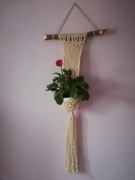 MAKRAMA BOHO KWIETNIK ŚCIENNY WISZĄCY BEŻ