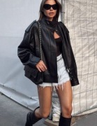Kurtka skóra ekologiczna viralowa czarna Shein oversize bomberka XS/S/M