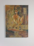 Obraz ręcznie malowany Akt kobiecy 50x70 złote detale