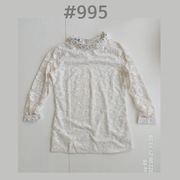 Elegancka koronkowa bluzka ozdobny kołnierzyk S/36