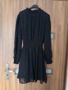 Elegancka galowa czarna sukienka z szerokimi rękawami Sinsay S 36 goth