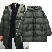 ZARA kurtka puchowa z kapturem water and wind protection, khaki, XS jak S/M