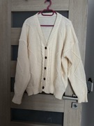 NOWY Kremowy beżowy sweter damski kardigan na guziki 48 / 4XL