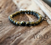 Bransoletka męska lawa i agat - filar spokoju