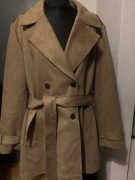 ZARA kurtka płaszcz trencz narzutka eco zamsz oversize wiązany camel duży