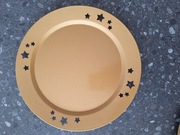 zestaw 3 szt talerze metalowe świąteczne złote stan bdb śr. 25,5cm