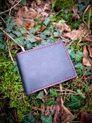 Portfel skórzany slim czarno czerwony