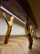 Stolik/konsola RTV z belek, 100-letnie naturalne drewno