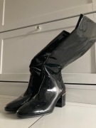Zara botki kozaki lakierowane buty do kolan na obcasie 36