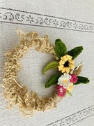 Wianek wielkanocny szydełko handmade kwiaty