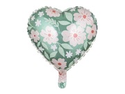 Balon foliowy "Serce w kwiaty", 45 cm, PartyDeco
