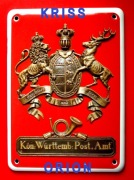 Szyld Emaliowany - Poczta Królewska Württembergii - Blaszany 14x10cm