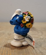 Schleich smerf smurf z bukietem kwiatów figurka model wycofany z 2000 r.