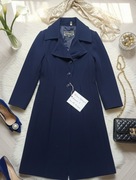 Elegancki płaszcz Maxi granatowy glamour