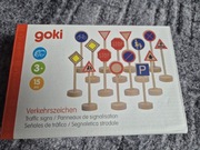 Edukacyjne drewniane znaki drogowe do zabawy Goki