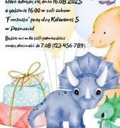 Zaproszenie na urodzinki- DINOZAURY