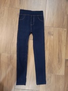 Leginsy spodnie damskie granatowe imitacja jeansu sml