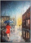 Wieczorny deszcz olej na płótnie