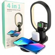 Lampka Stacja Dokująca Ładowarka Indukcyjna Czarna/Biała 4w1 LED 