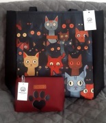 #18. Zestaw torebka i kosmetyczka koty