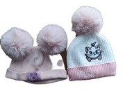 DZIEWCZYNKA 2 ciepłę czapeczki - rozm 3-6 mcy