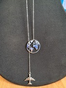 Stylowy Łańcuszek - mapa świata i samolot