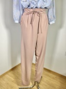 Spodnie damskie pudrowy róż na wiosnę wiosenne paperbag XXL 44 luźne
